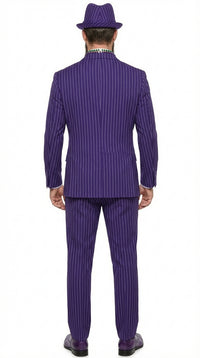Men’s Purple Pinstripe Mardi Gras Suit | Classic Double Breasted Formal Carnival Suit