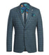Half Canvas Slim Fit Blazer in Green Blue Check