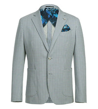 Half Canvas Slim Fit Blazer in Sage Blue Check