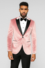 Men’s Premium Blush Pink Velvet Evening Blazer – Slim Fit Formal Prom & Wedding Jacket