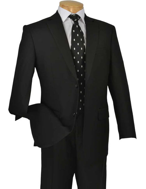 (36S) Regular Fit Suit 2 Button 2 Piece in Black
