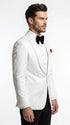 Men’s White Floral Tuxedo Jacket – Shawl Lapel Wedding & Prom Dinner Jacket