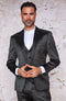 Mens 3-Piece Slim-Fit Shiny All Satin Suit Black