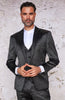 Mens 3-Piece Slim-Fit Shiny All Satin Suit Black