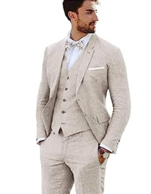 Linen Suit - Mens Summer Suits in Beige - Beach Wedding