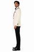 3-Piece Tailored Fit Wool Suit with Bow Tie and Flat Front Pants - Off-White