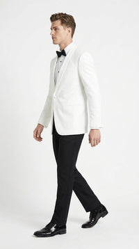 Men’s uniform White Dinner Jacket Tuxedo – Classic White Formal Tuxedo Jacket with Black Pants for Wedding, Prom & Black Tie Events