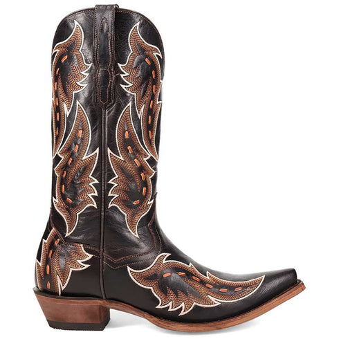 Dan Post Men's Racer Black Leather Snip Toe Western Boots