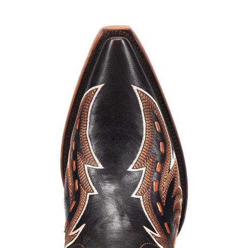 Dan Post Men's Racer Black Leather Snip Toe Western Boots