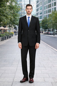 (34R, 38L, 42R, 44R) Regular Fit 2 Piece Black Suit