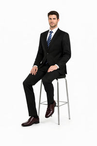(34R, 38L, 42R, 44R) Regular Fit 2 Piece Black Suit