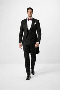 (34R, 38S) Classic Full Dress Tuxedo Tails 2 Piece Regular Fit In Black