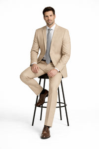 (34R) Regular Fit 2 Piece Beige Suit