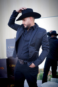 Men's Western Black Blazer Slim Fit Shiny Finish Sport Coat for Weddings, Prom & Formal Events