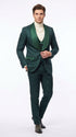 Mens Hunter Green Wedding Tuxedo Suit – Paisley Pattern Three Piece Formal Suit Set with Shawl Lapel for Groom, Prom in Emerald green