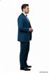 Men’s Teal Blue Tuxedo – 3-Piece Formal Suit with Satin Shawl Lapel, Vest, and Pants in Saphire Cobalt Blue Color