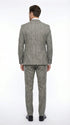 Vitali Brand Men’s Grey Textured Patterned 3 Piece Suit – Modern Fit Checkered Sharkskin with Blazer, Vest & Trousers, Business Wedding