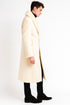 Men’s Ivory - Cream - Off White Full-Length Overcoat with Luxurious Faux Fur Shawl Collar – Winter Dress Coat