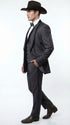 Charcoal Gray Western Tuxedo for Men | Classic Three Piece Formal Wedding and Evening Cowboy Tuxedo Suit With Trim Peak Lapel