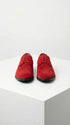 Men’s Red Suede Tuxedo Dress Shoes | Formal Lace-Up Wingtip Shoes for Wedding, Prom & Party - Velvet Shoe