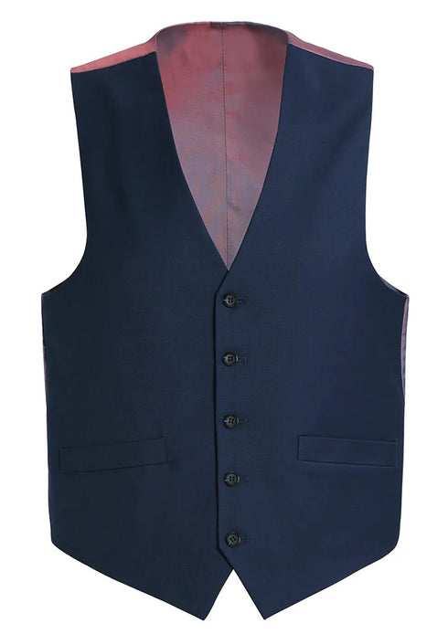 Bevagna Collection - Wool Suit Dress Vest 5 Buttons Regular Fit In Blue