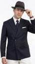 Men’s Black Pinstripe Blazer 1920s Gangster Mob Boss Style Jacket – Classic Double Breasted Vintage Suit Blazer, Formal Party Costume Wear