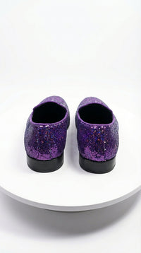 Mens Purple Sequin Dress Shoes Slip on – Luxury Slip On Formal Loafers Wedding Prom Party Designer Footwear