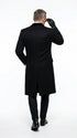 Men’s Black Double Breasted Overcoat, James Bond Inspired Long Formal Coat for Weddings, Business Events, Parties, and Winter Occasions