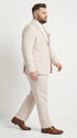 Men’s Big and Tall Beige Linen Suit – Summer Wedding and Formal 2-Piece Suit