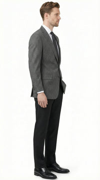 Men’s Charcoal Grey Pinstripe Blazer – Classic Tailored Formal Jacket for Business, Professional Wear Sportcoat