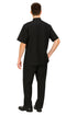 Men’s Black Banded Collar Walking Suit – Short Sleeve Shirt and Matching Pants Banded Collar Linen Fabric