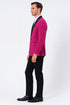 Men’s Fuchsia Tuxedo Blazer with Black Satin Lapel – Stylish Party and Wedding Jacket in Hot Pink Color with Black Pants