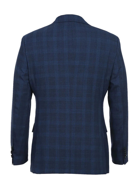 English Laundry 2-Piece Blue Plaid Wool Blend Slim Fit Dress Suit