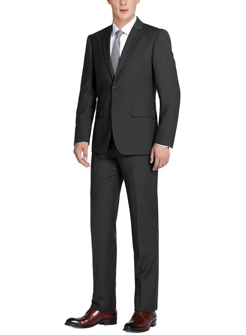 (34R, 38L, 42R, 44R) Regular Fit 2 Piece Black Suit