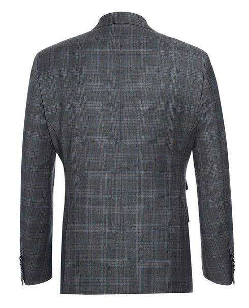 English Laundry 2-Piece Gray Plaid Wool Blend Slim Fit Dress Suit
