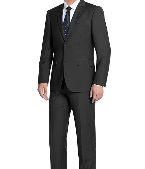 (38R, 38S) 100% Virgin Wool Regular Fit Black Suit