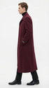 Men’s Full-Length Burgundy Overcoat – Microfiber 4 season fabric Long Formal Coat with Classic Tailored Maxi Duster Coat