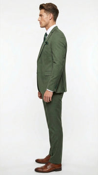 Men’s Forest Green Three Piece Suit – Double Breasted Vest Formal Wedding and Business Suit Set Olive Green Slim Fit