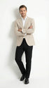 Zacchi Men’s Beige Hopsack Blazer – Classic Two Button Sport Coat with Peak Lapel Formal Jacket