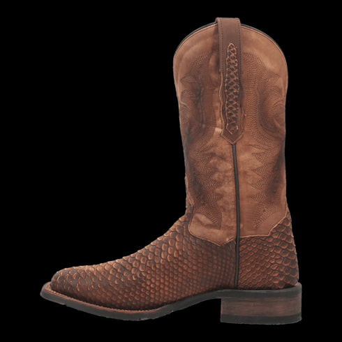 Dan Post Men's KA Python Print Leather Square Toe Boots - Brown