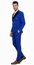 Mens Royal Blue Double-Breasted Tuxedo Suit – Modern Slim Fit Formal Wedding and Prom Outfit with Black Satin Lapel
