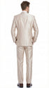 Men’s Champagne Tan Sharkskin 2 Button Suit – Shiny Formal Suit with Optional Vest for Wedding, Prom, Business Beige Color