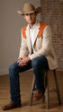 Men’s Tan Beige and Rust Western Cowboy Blazer – Classic Country Style Jacket, Vintage Western Dress Blazer for Men Country Jacket