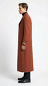 Men’s Full-Length Cognac Overcoat – Premium Wool-Blend Long Dress Coat for Winter and Formal Wear in Rust Brick Color