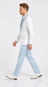 Men’s White & Sky Blue Tuxedo Suit with Embellished Shawl Lapel – Prom & Wedding in light baby poweder blue color