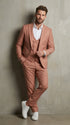 Men’s Peach Light Brown 3 Piece Suit – Wedding & Prom Formal Suit Set, Blazer Pants Double breasted vest
