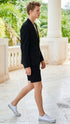 Men’s Black Summer Business Suit with Shorts Pants Set