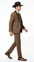 Men’s Brown Pinstripe Western Cowboy Tuxedo, Contrast Shawl Lapel Formal Suit for Weddings, Prom, Parties, and Special Occasions