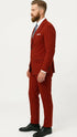 Men’s Red Pinstripe Suit – Stripe Two-Button Vested Suit 2 Buttons