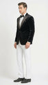 Men’s Black Velvet Tuxedo Blazer with Studded Lapel – Formal Evening Jacket